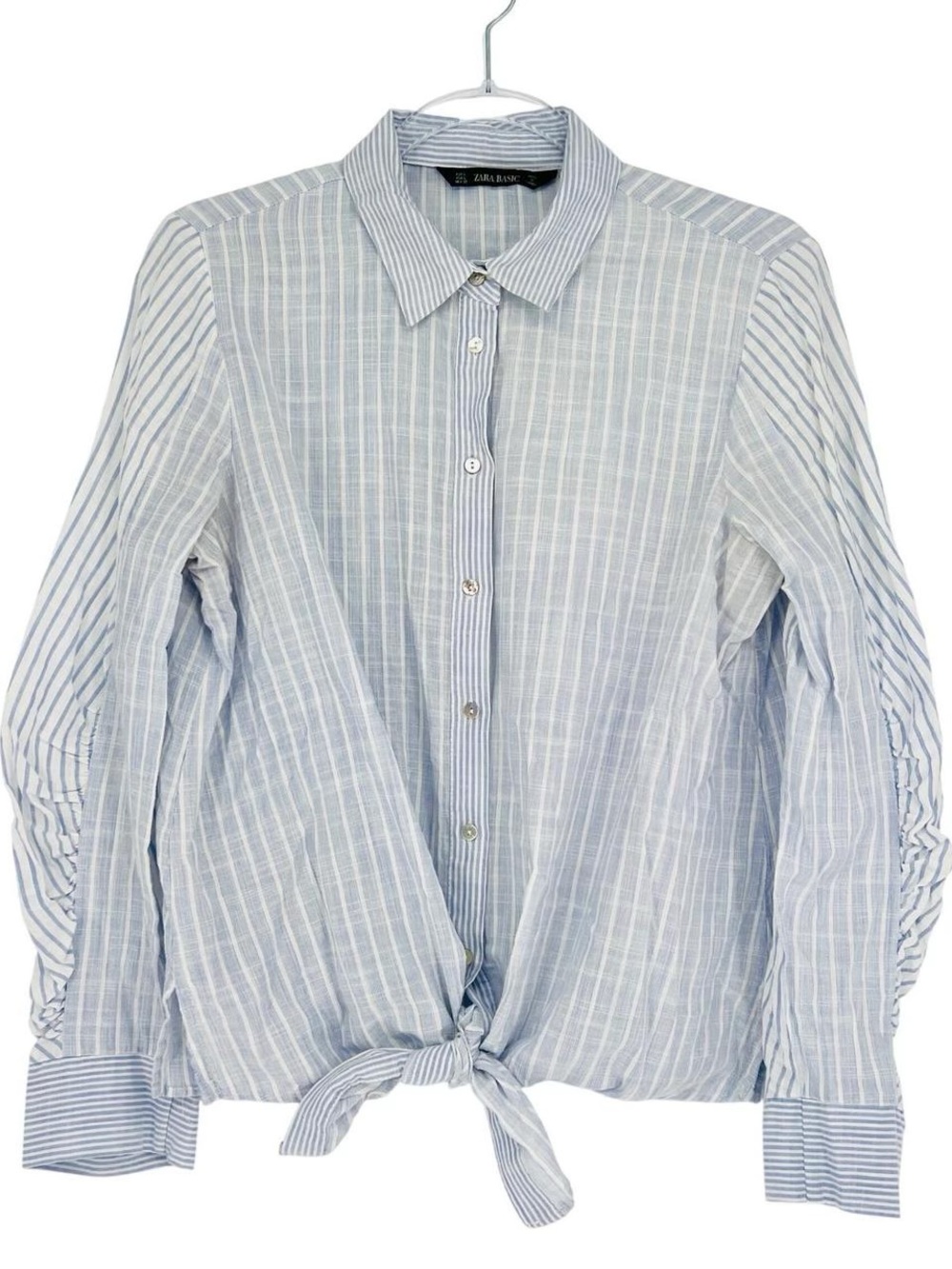 Zara Light Blue & White Pinstripe Button-Down Shirt